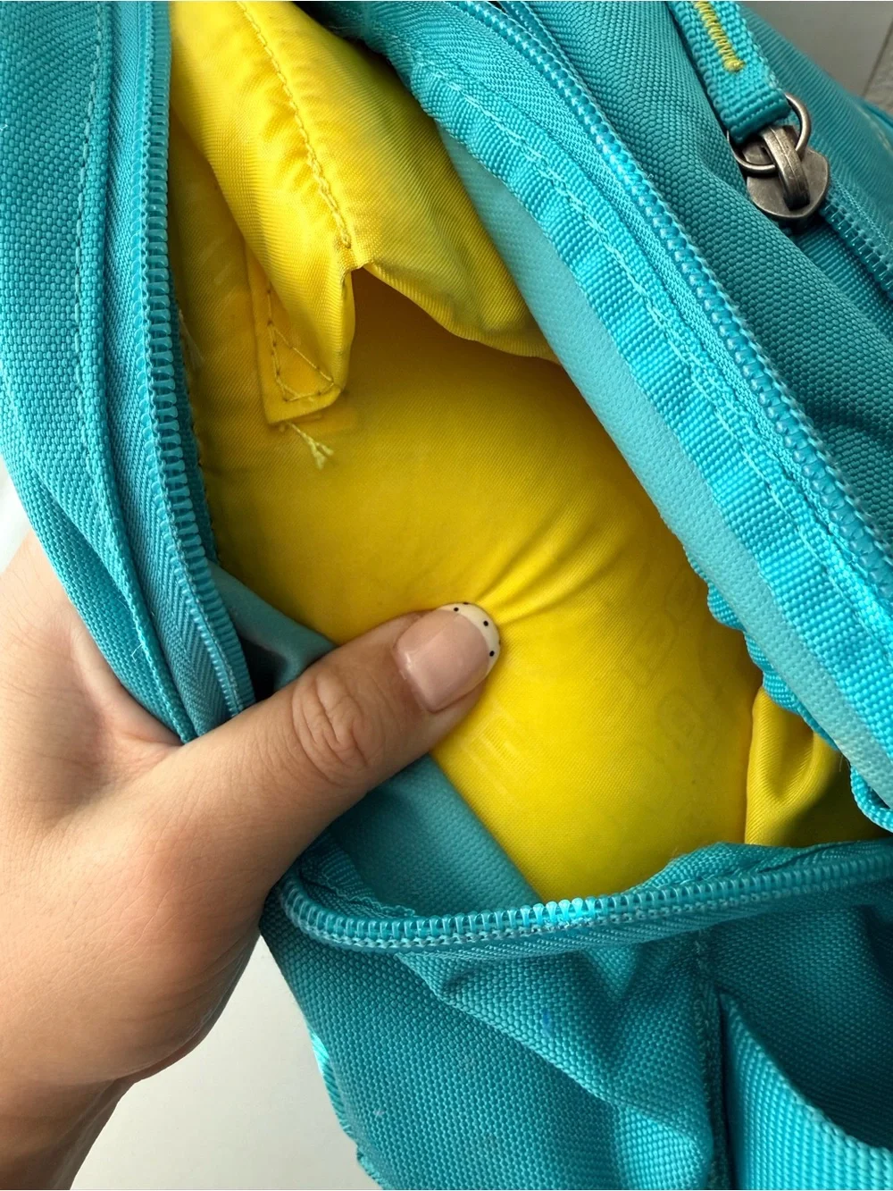 OGIO Aqua Blue Backpack with Yellow Logo